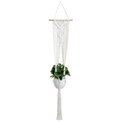 China Eco-friendly Plant Hanger Macrame Plant Rack Hanging Pattern Geometric Cotton Weave Rope Room Handmade Home Decor for sale