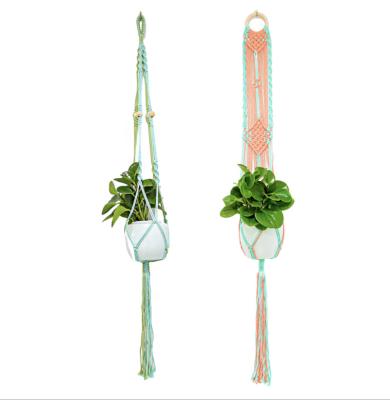 China 100% Handmade Woven Multi Color Macrame Plant Hanger Boho Macrame Flower Pot Holder Home Decors Set of 2 for sale