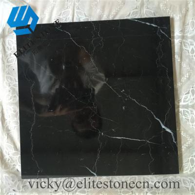 China Parquet flooring best price black marble slab nero marquina 305mmx305mm for sale