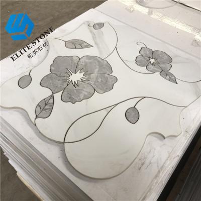 China Parquet Tile Making Flower Waterjet Marble Mosaic Slabs for sale