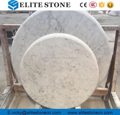 China Italian White Marble Parquet Carrara Table Top , Round Marble Countertops for sale