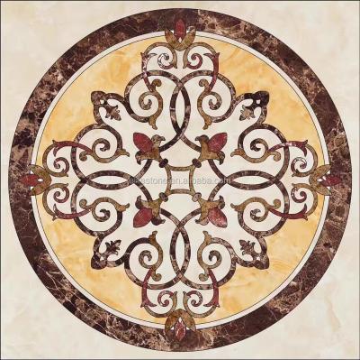 China Parquet beautiful, new waterjet style marble for flooring, waterjet marble slabs design floor pattern, flower pattern marble medallion for sale