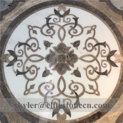 China Parquet medallion natural polished marble waterjet carpet for sale