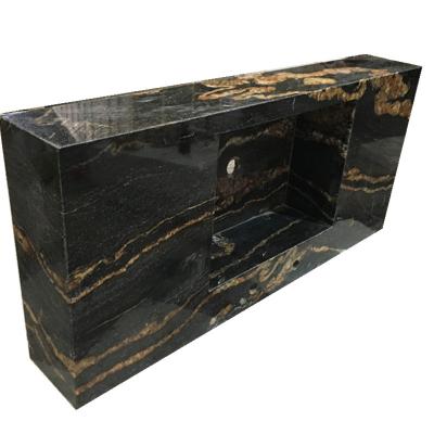 China Parquet Nature Stone Bathroom Vanity Interior Black Italian Marble Top for sale