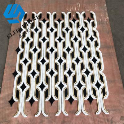 China Stone Modern Waterjet Bathroom Project Backsplash Kitchen Wall Floor White Black Marble Mosaic Tile for sale