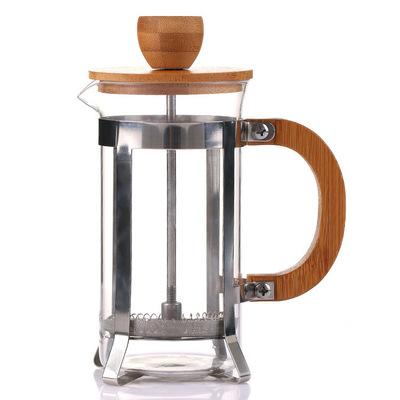 China Sustainable Coffee Glass Plunger French Press Coffee Maker With Bamboo Lid And Handle for sale