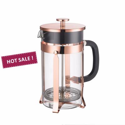 China High Selling 350ml/600ml/800ml/1000ml High Viable Stainless Steel Borosilicate Press Hot Glass Heat Resistant French Coffee Maker for sale