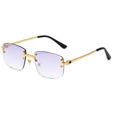 China Statistical Cut Rimless Rimless Edge Spring Leg Sunglasses Street Style Fashion Sun Glasses for sale