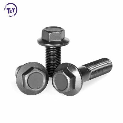 China Stainless Steel Grade 8.8 Steel Hex Serrated Flange Head Screws DIN 6921 Black Flange Bolts for sale