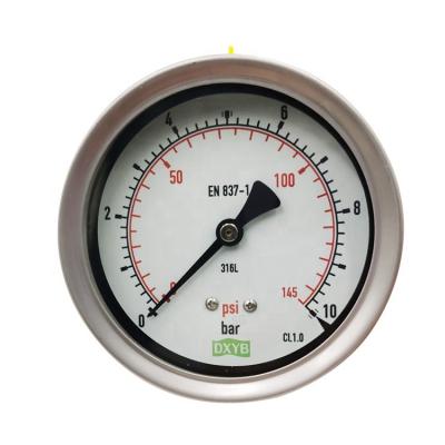 China Corrosion resistant brass or sus316 stainless steel oil filled pressure gauge with flange size 63mm for sale