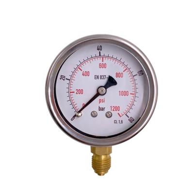 China Compression Testing Machine Water Pressure Gauge Price 80 Bar Fill Hydraulic Pressure Gauge for sale