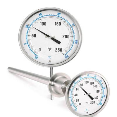 China Special Brass Stainless Steel Bayonet Ring Temperature Gauge Or Stemmed Bimetal Industrial Thermometer for sale