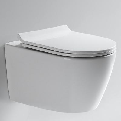 China Modern Black White Color Hidden Cistern Bathroom Ceramic Wall Hung Toilet for sale