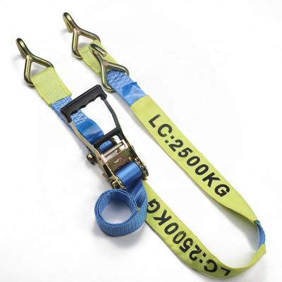 China 2500kg Transport Cargo Lashing Ratchet Tie Down Australian Strap 50Mm Strap With Single J-Hooks for sale