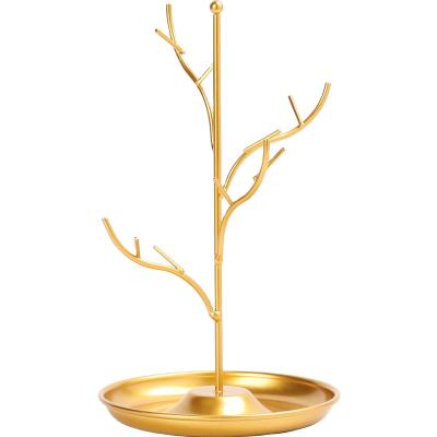 China Nordic Morden Tree Shaped Iron Tray Jewelry Rack Girl Earring Necklace Storage Display Rack for sale