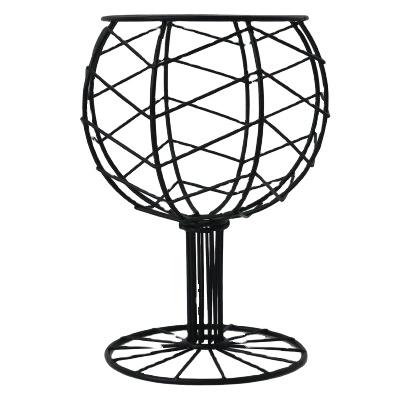 China Nordic Simple Basket Shape Glass Wine Wrought Iron Snack Creative Desktop Fruit Fruit Basket Viable Storage for sale