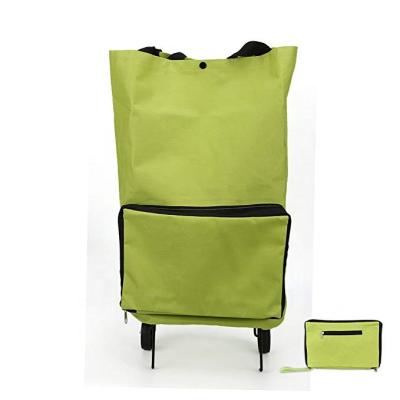 China Eco - Friendly Portable Folding Shopping Bag Grocery Utility Folding Trolley With Hand Green for sale