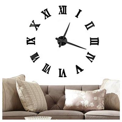 China Large 3D DIY Roman Numerals Clock Frameless Mirror Outdoor Wall Sticker Decor Calendars Wall Clock for sale