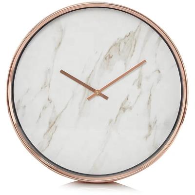 China Calendars Effect Decorative Marble Wall Clock Modern Design for Indoor Glass Cover for sale