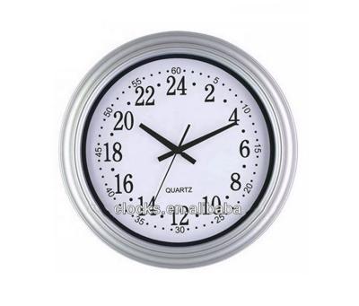 China Class Silent Field Large Size Plastic 24 Hours Analog School Decorative Wall Clock for sale