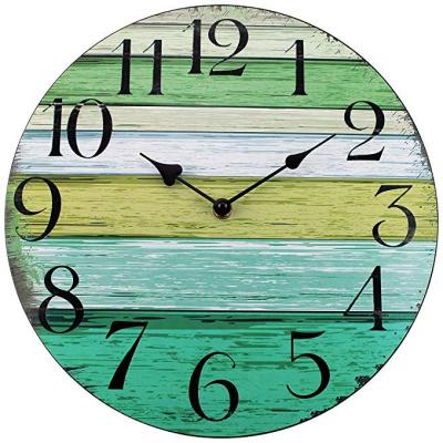 China Class Quality Silent Wooden Decorative Round Quartz Wall Clock Battery Operated Vintage Decor for sale