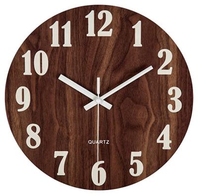 China Kitchen Wooden Indoor Office Home Vintage Clock Calendars Night Light Wall Silent Large Number for sale