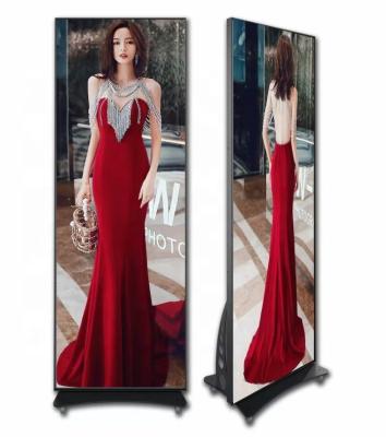 China Indoor P2 P2.5 P3 Flooring Standing Led Display Wifi 4G Digital LED Poster Indoor Outdoor Indoor Mobile Mirror Screen for sale