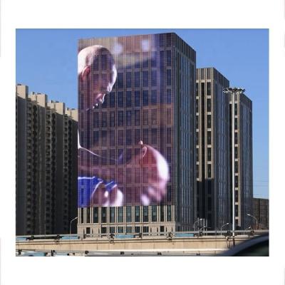 China PH16.66 Outdoor Full Color Outdoor Curtain Wall Giant Led Display Transparent Mesh Screen for sale