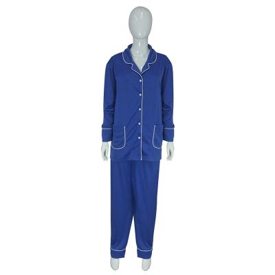 China KKVVSS Thermal 2019 Spring and Autumn Women's Cotton Home Wear Plus Size Sleepwear Solid Turn-Down Collar Pajamas Set for sale