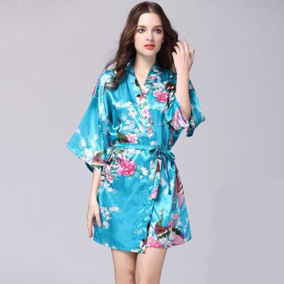 China HSZ WP065 Luxury QUICK DRY Nightwear Nightgowns Kimono Sleepwear Home Wear Adult Cardigan Mature Women Robe Kimono Bathrobe for sale