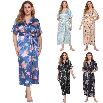 China KKVVSS SIY000008 Women's Breathable Pajamas Floral Half Sleeve Belted Robe Spring And Summer Loose Comfortable Sleepwear for sale