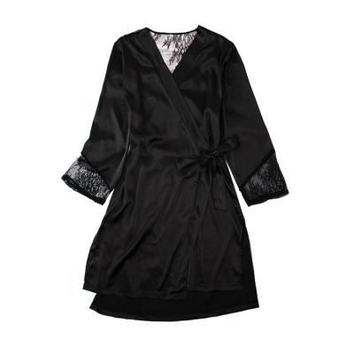 China KKVVSS SP1002B1 Breathable Cavity Lace Up Backless Belted Sexy Sleepwear Women Solid Mulberry Silk Long Robe Long Sleeve for sale