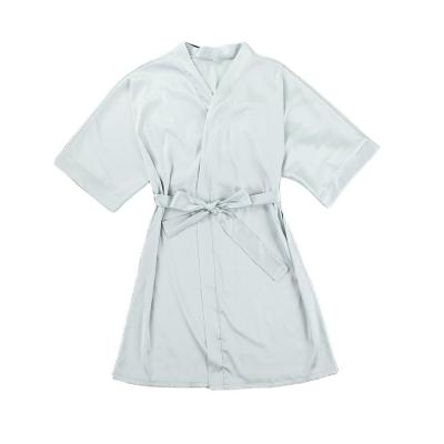 China KKVVSS SP24B1 Satin Breathable Smooth Robe Women Three Quarter Sleeve Belted Sleepwear Medium Length for sale