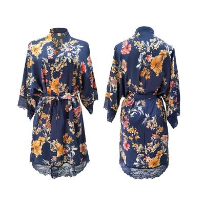 China KKVVSS 8850 Women's Breathable Floral Silk Long Robe Long Comfortable Belted Sleepwear Lounge Loose Wear for sale