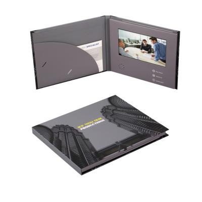 China Europe Customized 7 Inch Book Greeting Card Folder Digital Business Card Brochure LCD Screen Video Invitation Card for sale