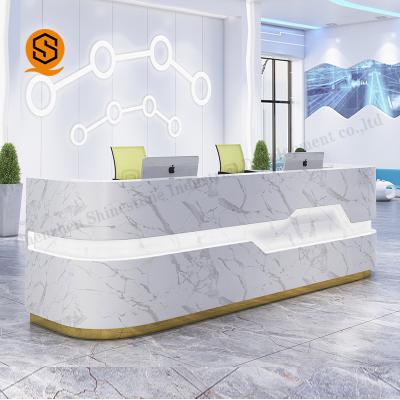 China (Size)Adjustable Free Design LED Lighting New Design Reception Table Hotel Reception Counter Solid Outdoor Design for sale