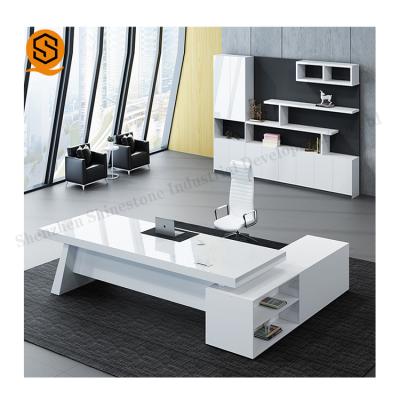 China Hospital Clinic Office Furniture Working Table Joint Seamless High Gloss Acrylic Stone Boss Desk for sale