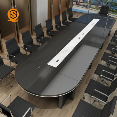 China Modern Round Conference Table Smart Office Convertible Chandelier Design Black Table Room Small Conference Tables for sale