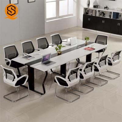 China Custom White Seamless Meeting Table Modern Design Easy Installation 10 People Seat Conference Tables for sale