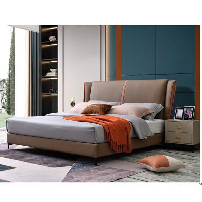 China The latest modern double bed (size) bedside high bed furniture bedroom luxury high quality adjustable fabric bed for sale