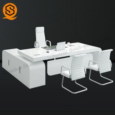 China Guangzhou OEM Eco - Friendly Office Furniture 2 Meter Modern White Long Office Desk Table With Cabinet for sale