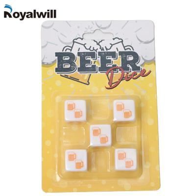 China Stock On Shelf Party Game Beer Dice Set Custom Color Around Corner Harmless Dice For Games for sale