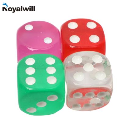 China Stock On Shelf Crystal Dice PP Assorted Color Round Corner Harmless Dice For Games for sale