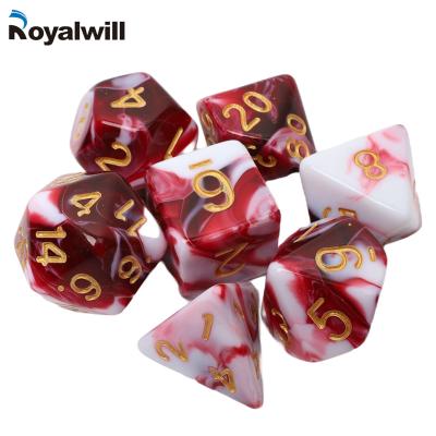 China Resin White and Red Dies Set Bulk Buy 7 Dies Set Resin Craft Blue Color Board Game RPG Plastic Parts for sale