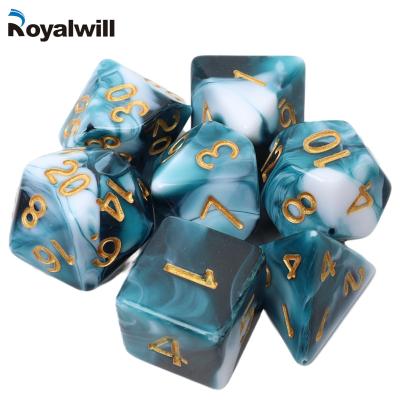 China Resin Bulk Buy 7 Dies Set Resin Craft Blue Color Board Game RPG Industrial Plastic Parts for sale