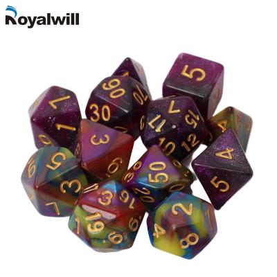 China Royalwill Acrylic DND Round Corner Dies Round Custom Industrial Plastic Dice Color Board Game RPG Design Acrylic Dice Customized Craft for sale