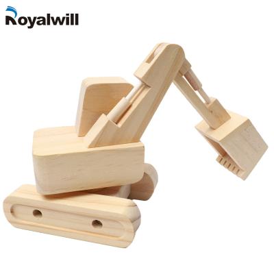 China Stock on Shelf Wooden DIY Excavator with Color Unfinished Stem Educational Supplies Build Paint Kids for sale