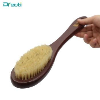 China EXFOLIATING Long Handle Natural Exfoliator Massager Brush Bath Care Care Shower Tool Single Oval Head with 2 Sides for sale