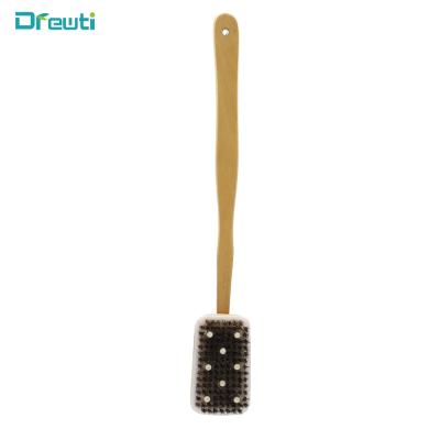 China EXFOLIATE High Quality Long Handle Shower Wooden Back Square Bath Brush for sale