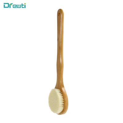 China EXFOLIATE Single Side Natural Wooden Handle Long Handle Dry Skin Brush Bath Dry Skin Bamboo Body Brush for sale